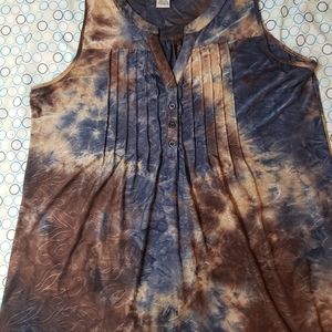 Blue brown swing blouse